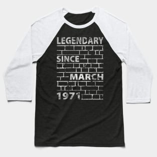 Mason Bricklayer 50 Birthday Gift March 1971 Baseball T-Shirt